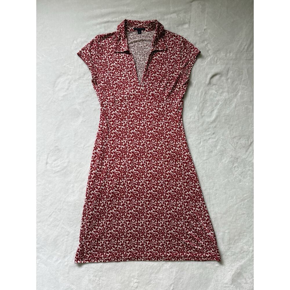 Banana Republic Red Floral Cap Sleeve Cottagecore Boho Silk/Cotton Dress Large